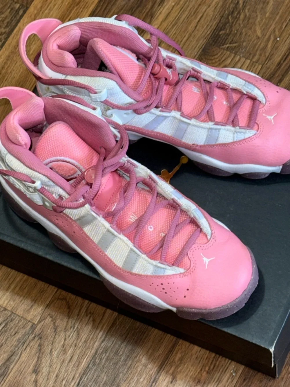 Nike Air Jordan 6 Rings GS Coral Chalk Desert Berry White Size 5Y Girls w/box - Picture 3 of 16